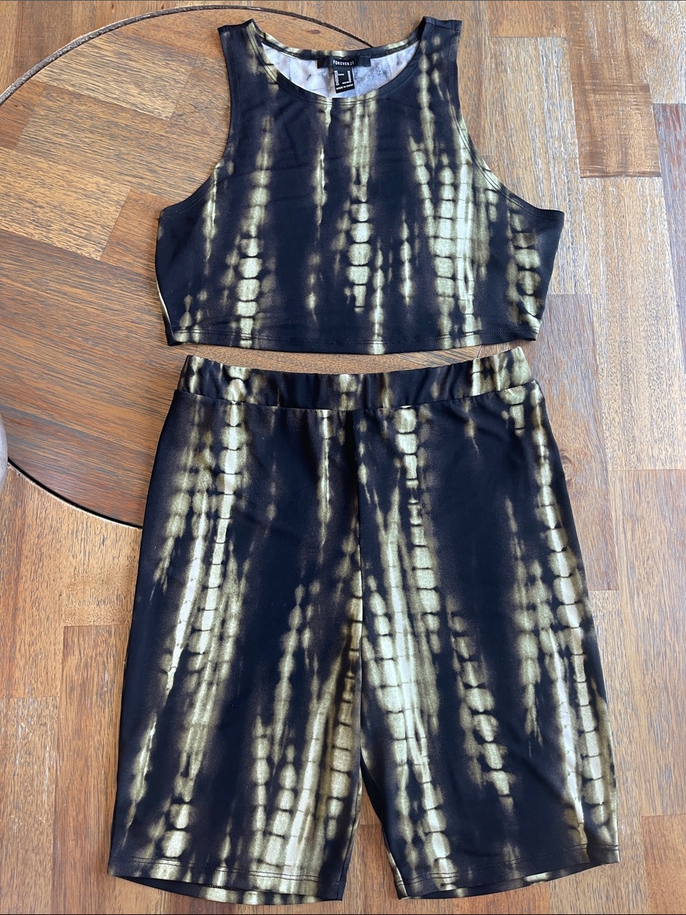 Matching Set Tie-Dye Crop Tank and Bike Shorts